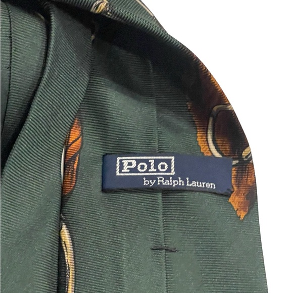 Polo Ralph Lauren Equestrian Horses Tonal Green Red Blue Ivory Silk Necktie USA - Picture 4 of 7